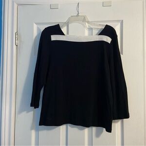 Lauren Ralph Lauren Black Top with White Accent 100% Cotton Size L